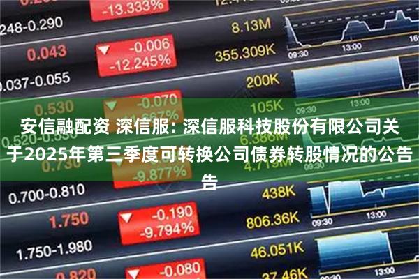 安信融配资 深信服: 深信服科技股份有限公司关于2025年第三季度可转换公司债券转股情况的公告