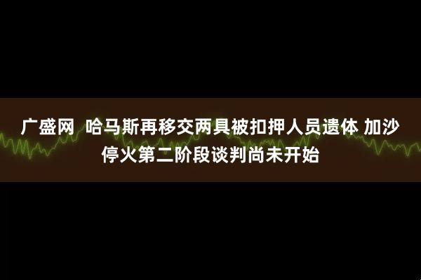 广盛网  哈马斯再移交两具被扣押人员遗体 加沙停火第二阶段谈判尚未开始