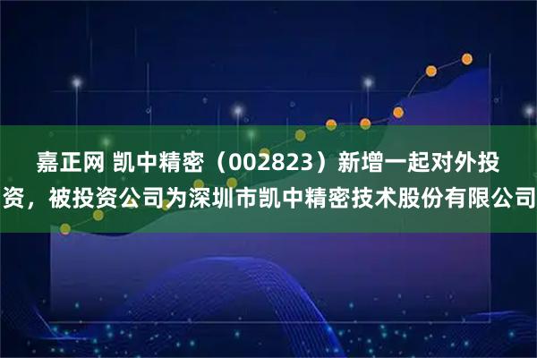嘉正网 凯中精密（002823）新增一起对外投资，被投资公司为深圳市凯中精密技术股份有限公司